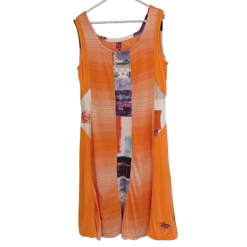 Aventures des Toiles Artsy Mod Y2K Abstract Print Sleeveless Midi Dress Size 42